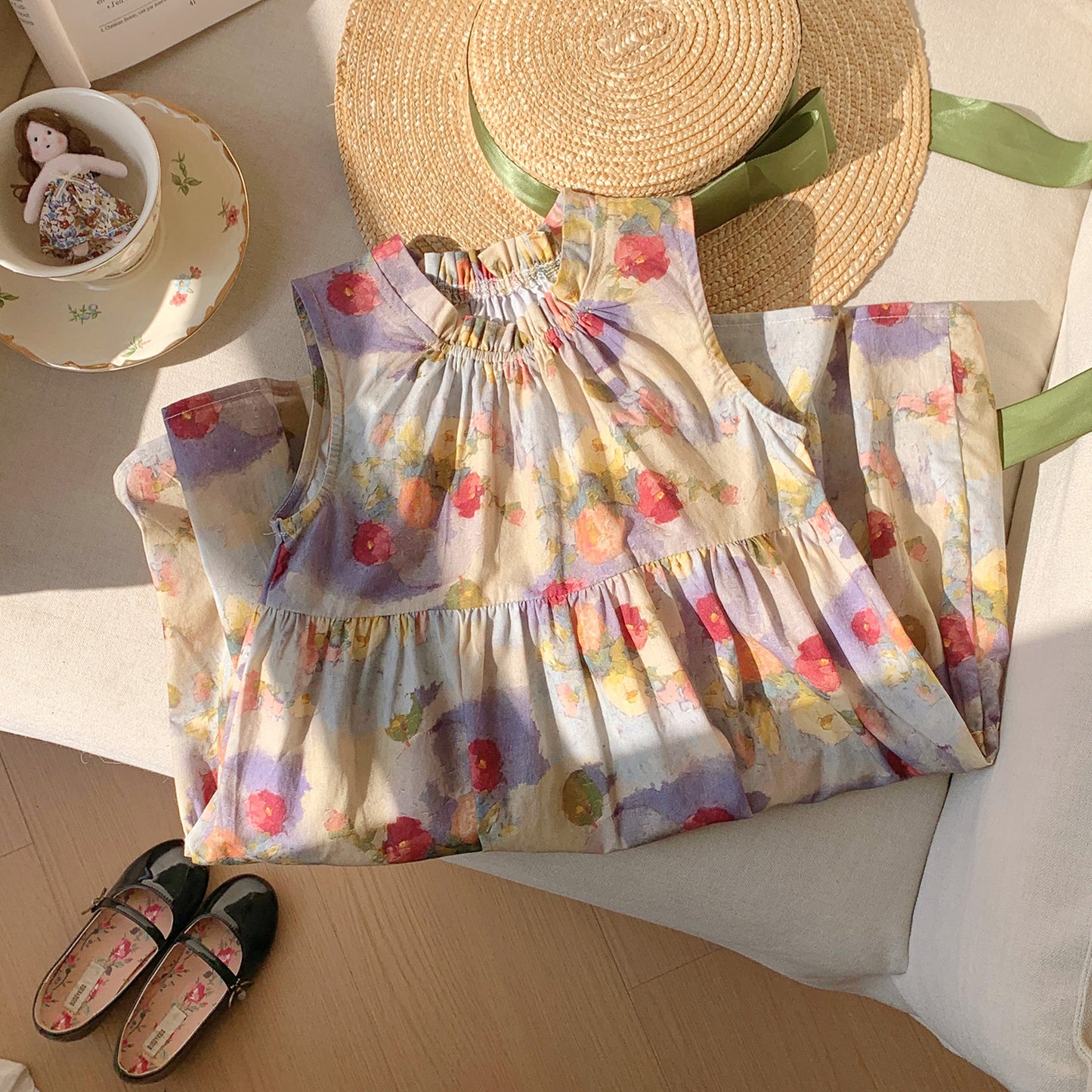 Summer Baby Kids Girls Sleeveless Oil-Painting Flowers Pattern Dress, MyKids-USA®, Baby & Toddler Dresses, MyKids-USA -  -  -  -  -  -  - 