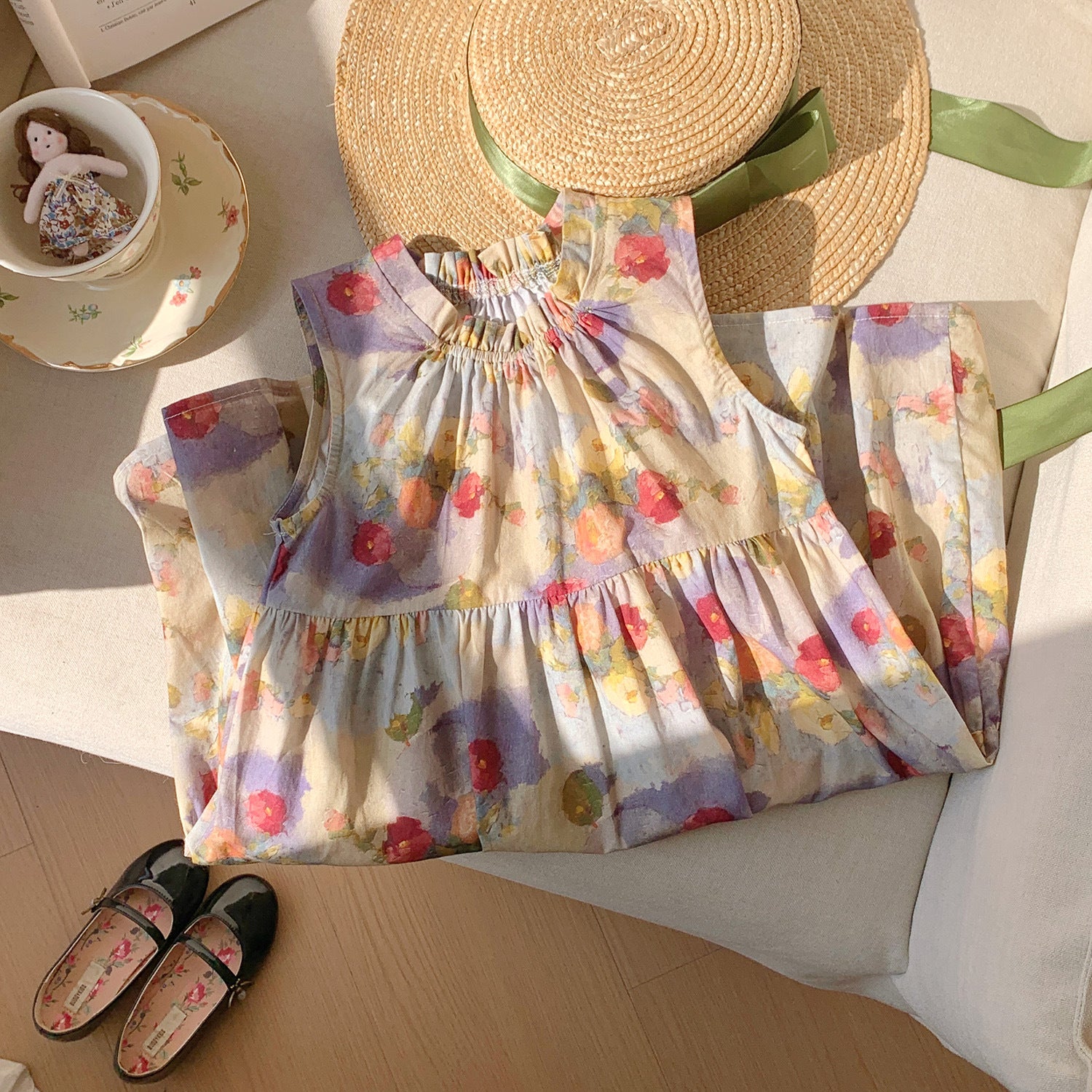 Summer Baby Kids Girls Sleeveless Oil-Painting Flowers Pattern Dress, MyKids-USA®, Baby & Toddler Dresses, MyKids-USA -  -  -  -  -  -  - 