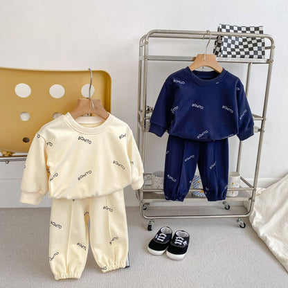 Arrival Autumn Baby Boys Long Sleeves Simple Letters Print Top Shirt and Trousers – Matching Set, MyKids-USA®, Baby & Toddler Outfits, MyKids-USA -  -  -  -  -  -  - 