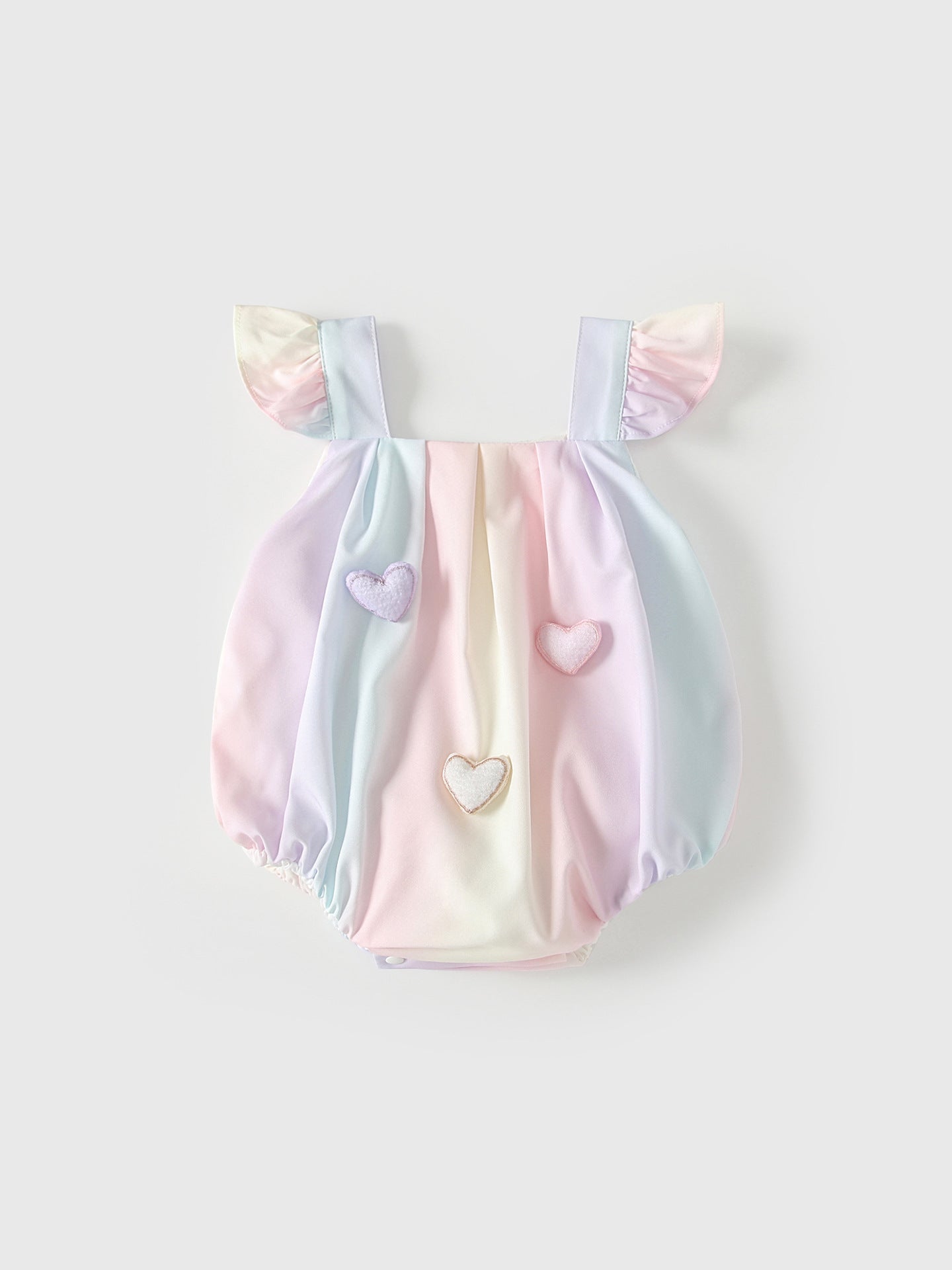 Summer Arrival Baby Girls Fly Sleeves Color Patchwork Strap Bodysuits, MyKids-USA®, Baby & Children's One-Pieces, MyKids-USA - Size/Age - 66 (3-6M) - Color - Apricot -  -  - TR2605072323-A.