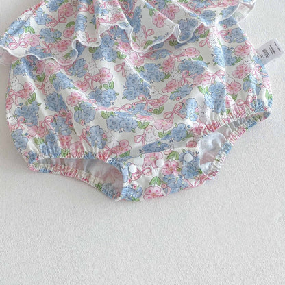 Summer Arrival Baby Girls Cute Floral Sleeveless Ruffle Design Onesies, MyKids-USA®, Baby One-Pieces, MyKids-USA -  -  -  -  -  -  - 