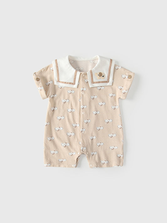 Summer Arrival Baby Short Sleeves Cartoon Single Breasted Rompers Bodysuits, MyKids-USA®, Baby & Children's One-Pieces, MyKids-USA - Size/Age - 66 (3-6M) - Color - Khaki -  -  - TR2605232110-A.