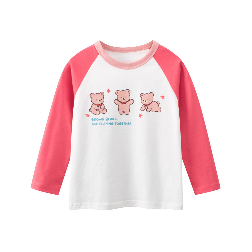MyKids-USA® Autumn Arrival Kids Girls Cartoon and Letters Print Crew Neck Long Sleeves Top