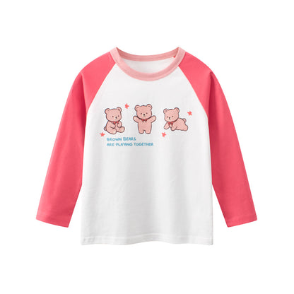MyKids-USA® Autumn Arrival Kids Girls Cartoon and Letters Print Crew Neck Long Sleeves Top