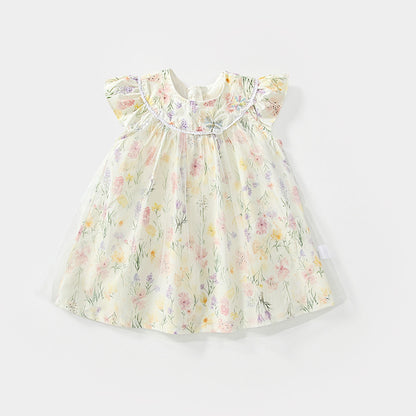 Summer Arrival Baby Girls Cute Butterfly and Floral Pattern Fly Sleeves Dress, MyKids-USA®, Baby & Toddler Dresses, MyKids-USA - Size/Age - 80 (9-12M) - Color - Beige -  -  - TR2504291921-A