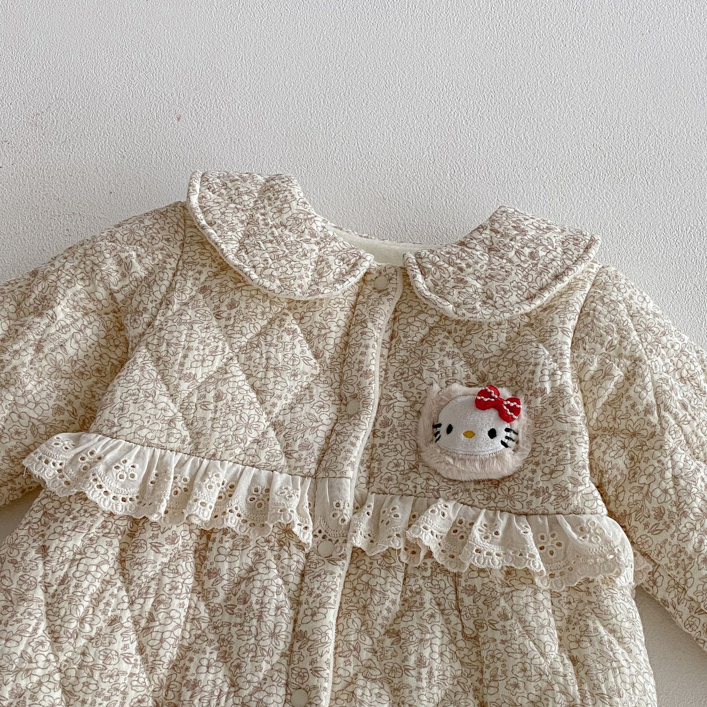 Winter Arrival Baby Girls Long Sleeves Floral and Argyle Pattern Fleece-line Warm Rompers, MyKids-USA®, Baby One-Pieces, MyKids-USA -  -  -  -  -  -  - 