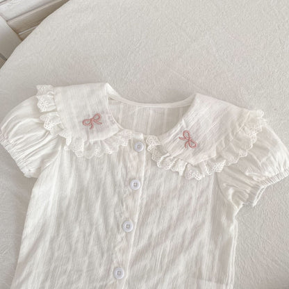 Summer Hot Selling Baby Kids Girls Sleeveless Dots Pattern Strap Onesies Overalls and Beige T-Shirt Clothing Set, MyKids-USA®, Baby & Toddler Outfits, MyKids-USA -  -  -  -  -  -  - 