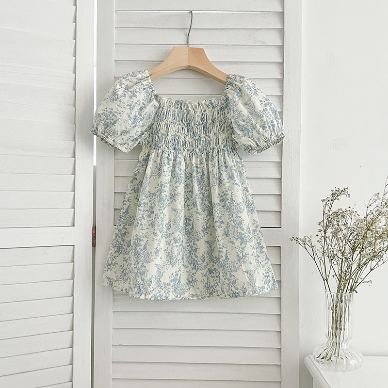 Design Summer Girls Square Neck Short Puff Sleeves Floral Print Onesies And Dress – Princess Sister Matching Set, MyKids-USA®, Baby & Toddler Outfits, MyKids-USA -  -  -  -  -  -  - 