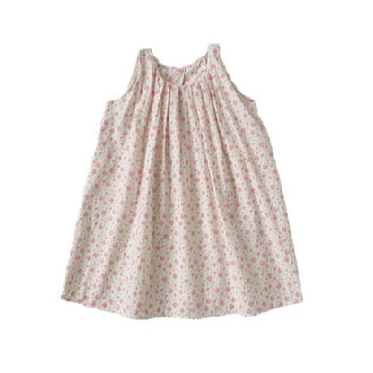Summer Kids Girls Sleeveless French Style Pleated Sleeveless Loose Vest Dress