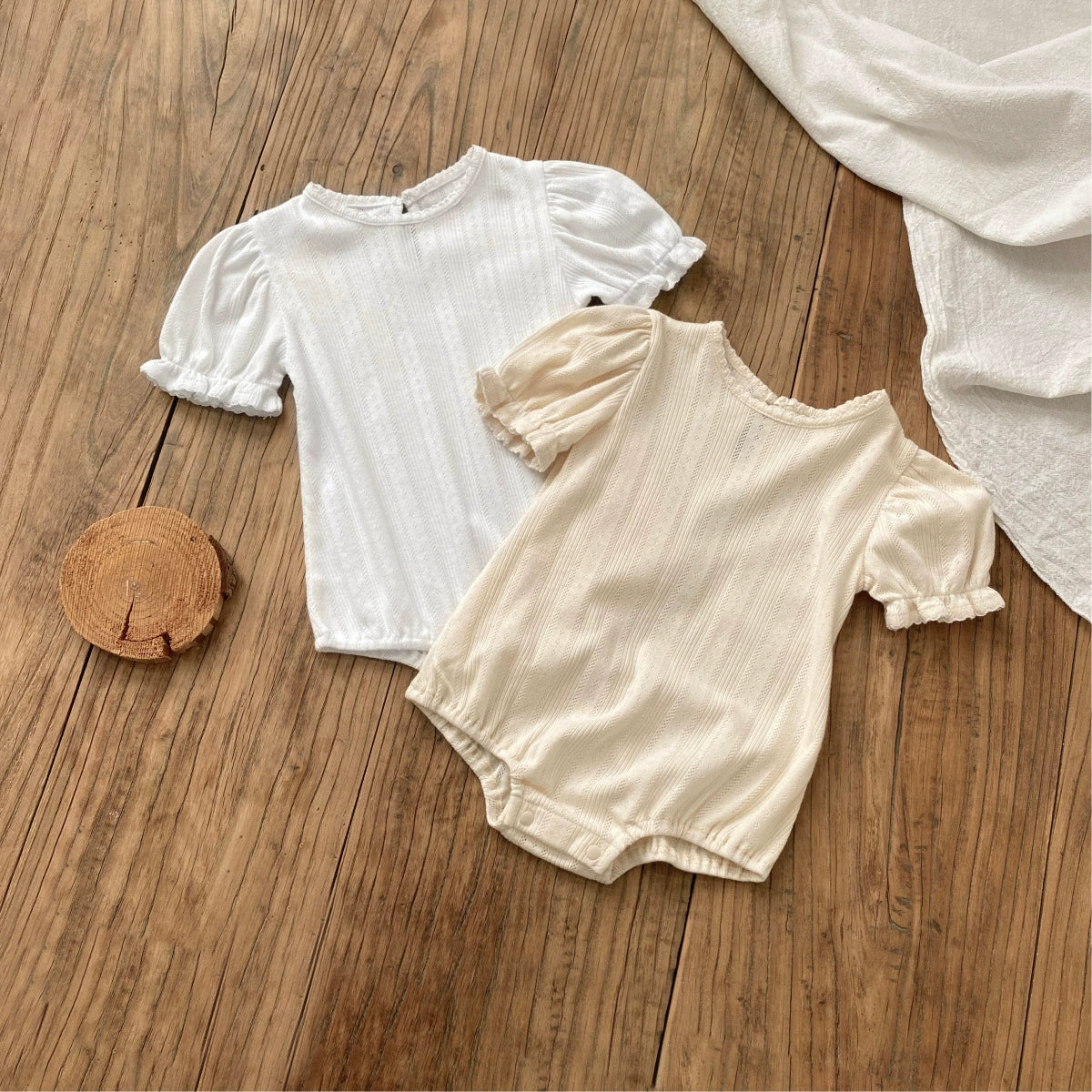 Summer Arrival Baby Girls Simple Short Sleeves Solid Color Striped Onesies, MyKids-USA®, Baby One-Pieces, MyKids-USA -  -  -  -  -  -  - 