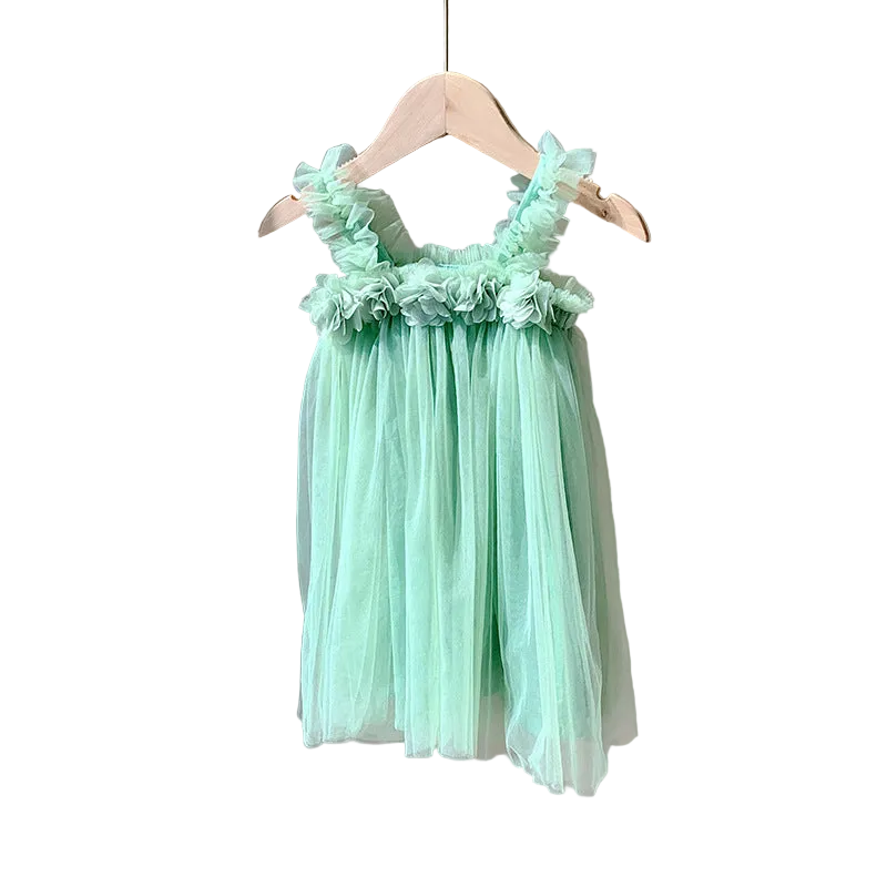 MyKids-USA Summer Baby Kids Girls Sleeveless 3D Flowers Mesh Strap Dress Green 110 (3-5Y) MyKids-USA Summer Baby Kids Girls Sleeveless 3D Flowers Mesh Strap Dress Green 110 (3-5Y)