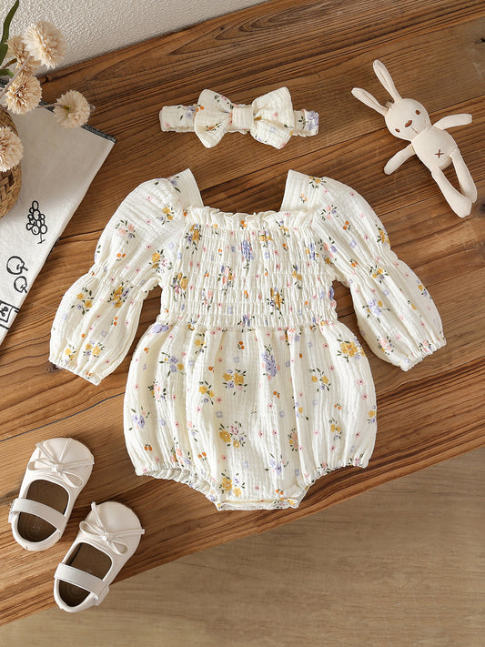 MyKids-USA® Autumn Design Baby Girls Flowers Pattern Long Sleeves Bodysuit