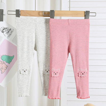 Autumn Arrival Elastic Baby Kids Girls Teddy Bear Pattern Cute Pants, MyKids-USA®, Trousers, MyKids-USA -  -  -  -  -  -  - 