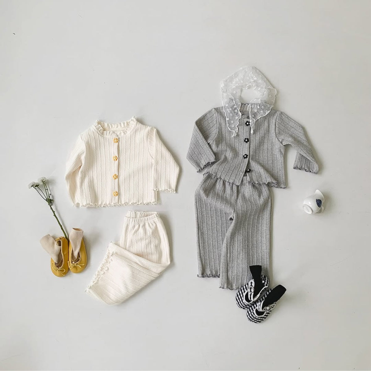 MyKids-USA® Spring and Autumn Baby Kids Girls Long Sleeves Solid Color Shirt and Pants Clothing Set