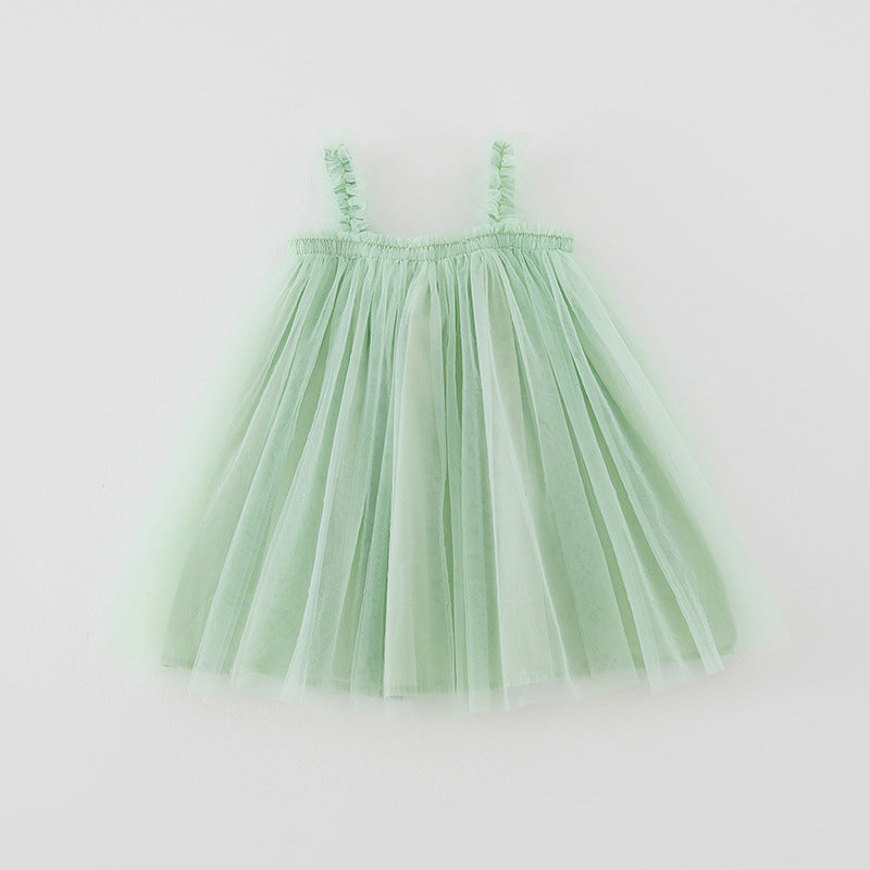 Summer Baby Kids Girls Sleeveless Plain Tulle Strap Dress, MyKids-USA®, Baby & Children's Dresses, MyKids-USA - Size/Age - 80 (9-12M) - Color - Green -  -  - TR2605162239-B.