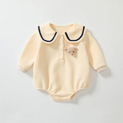 Autumn Hot Selling Baby Unisex Teddy Bear Pattern Apricot Onesies Bodysuits with Collar, MyKids-USA®, Baby One-Pieces, MyKids-USA - Size/Age - 66 (3-6M) - Color - Apricot -  -  - TR2506242323-A