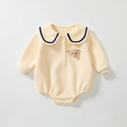 Autumn Hot Selling Baby Unisex Teddy Bear Pattern Apricot Onesies Bodysuits with Collar, MyKids-USA®, Baby One-Pieces, MyKids-USA - Size/Age - 66 (3-6M) - Color - Apricot -  -  - TR2506242323-A