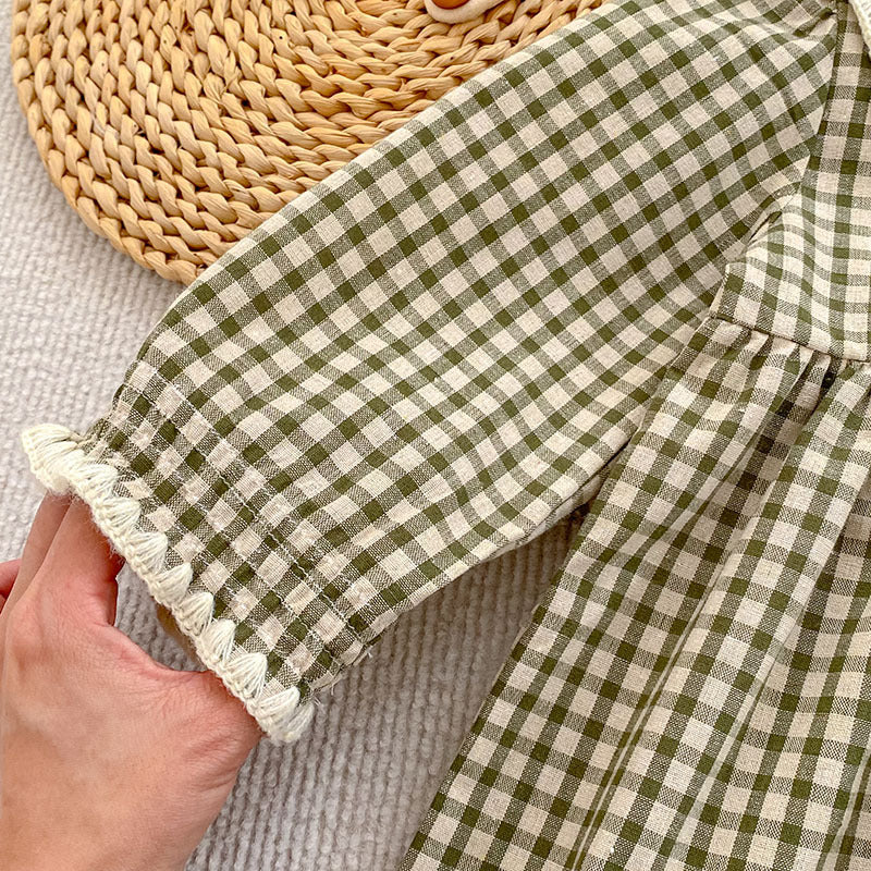 Arrival Spring and Autumn Plaid Pattern Baby Kids Girls Onesies and Dress – Princess Sister Matching Set