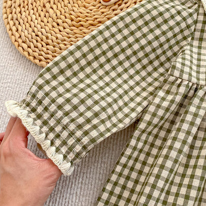 Arrival Spring and Autumn Plaid Pattern Baby Kids Girls Onesies and Dress – Princess Sister Matching Set