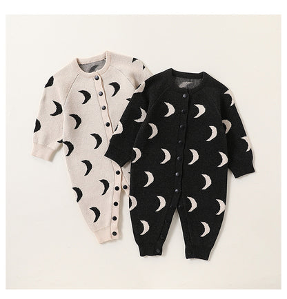 Autumn and Spring Arrival Baby Unisex Simple Moon Pattern Knitted Long Sleeves Rompers/Cardigan, MyKids-USA®, Baby One-Pieces, MyKids-USA -  -  -  -  -  -  - 