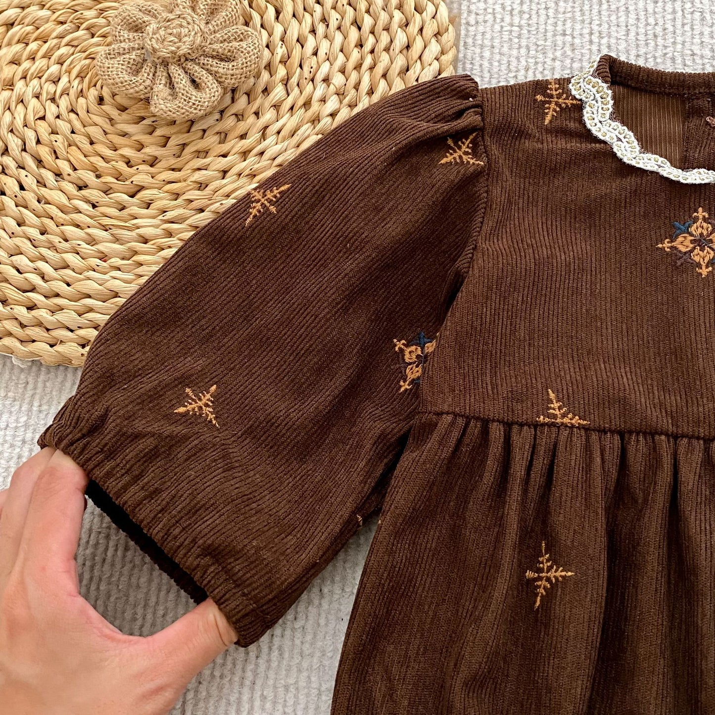 MyKids-USA® Autumn Embroidery Pattern Baby Kids Girls Princess Long Sleeves Bodysuit