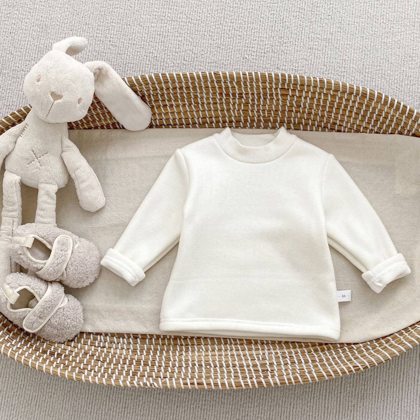 Autumn and Winter Arrival Baby Kids Unisex Long Sleeves Solid Color Fleece-lined Warm Top, MyKids-USA®, Baby & Toddler Tops, MyKids-USA - Size/Age - 73 (6-9M) - Color - Beige -  -  - TR2511302251-A