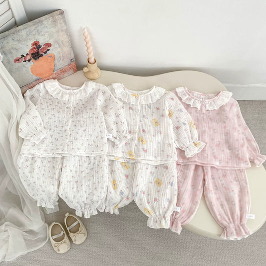 Spring and Autumn Baby Kids Girls Simple Pattern Long Sleeves Top and Pants Pajamas Clothing Set, MyKids-USA®, Baby & Toddler Sleepwear, MyKids-USA -  -  -  -  -  -  - 