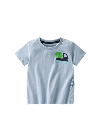 Summer Boys’ Vehicles Cartoon Logo Pattern T-shirt in European and American Style, MyKids-USA®, Baby & Toddler Tops, MyKids-USA -  -  -  -  -  -  - 