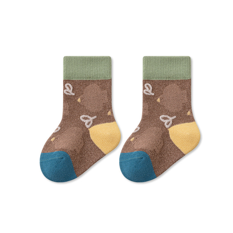 Autumn Baby Unisex Breathable Color Patchwork Anti-slip Socks, MyKids-USA®, Baby & Toddler Socks & Tights, MyKids-USA - Size/Age - S (0-1Y) - Color - Coffee -  -  - TR2511112355-B