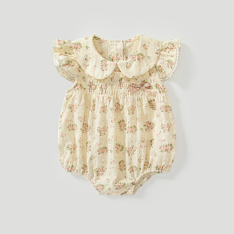 Summer Arrival Baby Girls Fly Sleeves Cute Floral Pattern Onesies, MyKids-USA®, Baby One-Pieces, MyKids-USA - Size/Age - 66 (3-6M) - Color - Apricot -  -  - TR2504192203-A