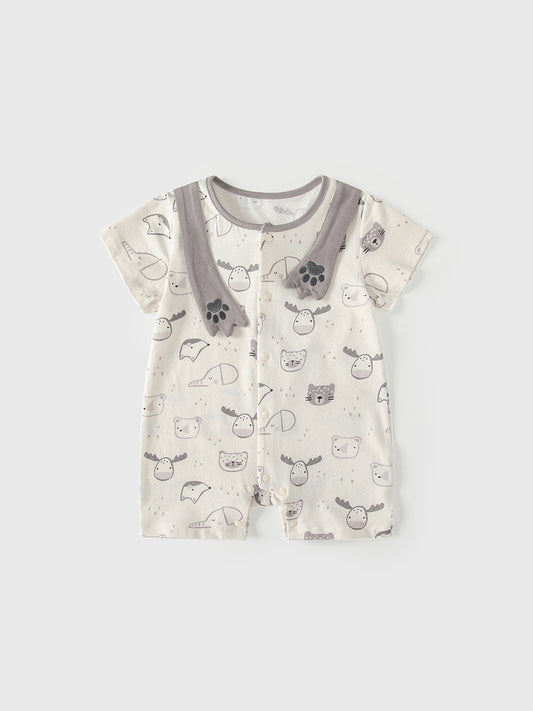 Summer Arrival Baby Boys Short Sleeves Cartoon Pattern Rompers Bodysuits