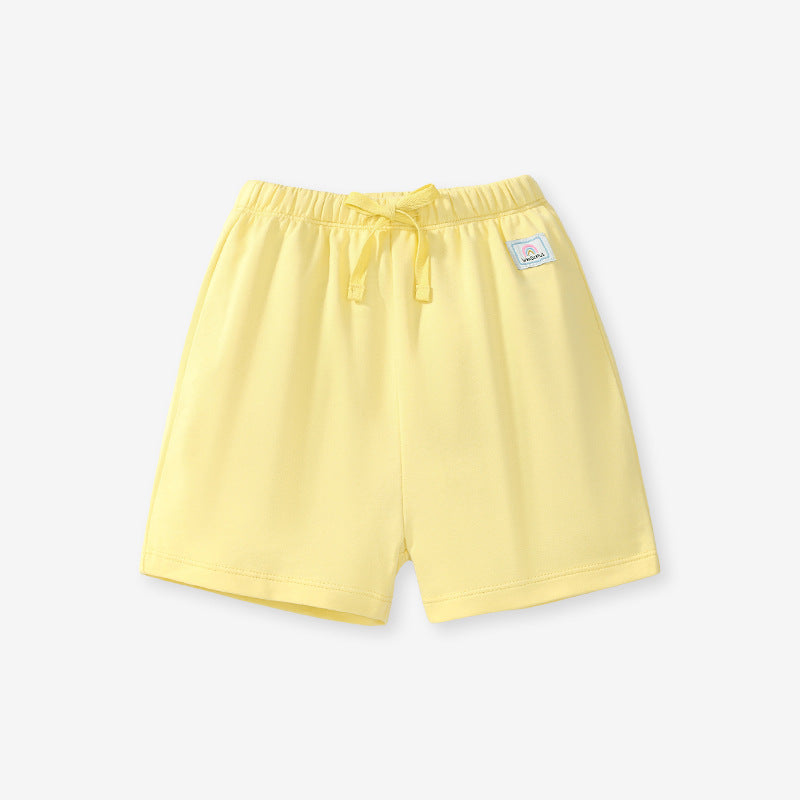 Girls Solid Color Soft Casual Style Capri Pants Rainbow Logo Shorts, MyKids-USA®, Baby & Toddler Bottoms, MyKids-USA - Size/Age - 90 (12-24M) - Color - Yellow -  -  - TR2401131527-A