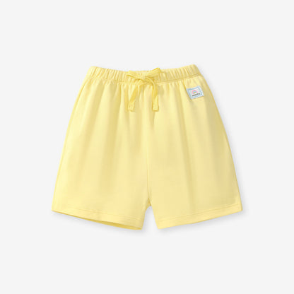 Girls Solid Color Soft Casual Style Capri Pants Rainbow Logo Shorts