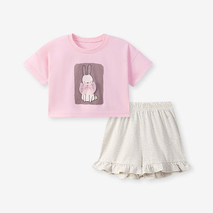 Summer Hot Selling Baby Kids Girls Short Sleeves Cartoon Pattern T-shirt and Shorts Clothing Set, MyKids-USA®, Baby & Toddler Outfits, MyKids-USA - Size/Age - 90 (12-24M) - Color - Pink -  -  - TR2601301602-A.