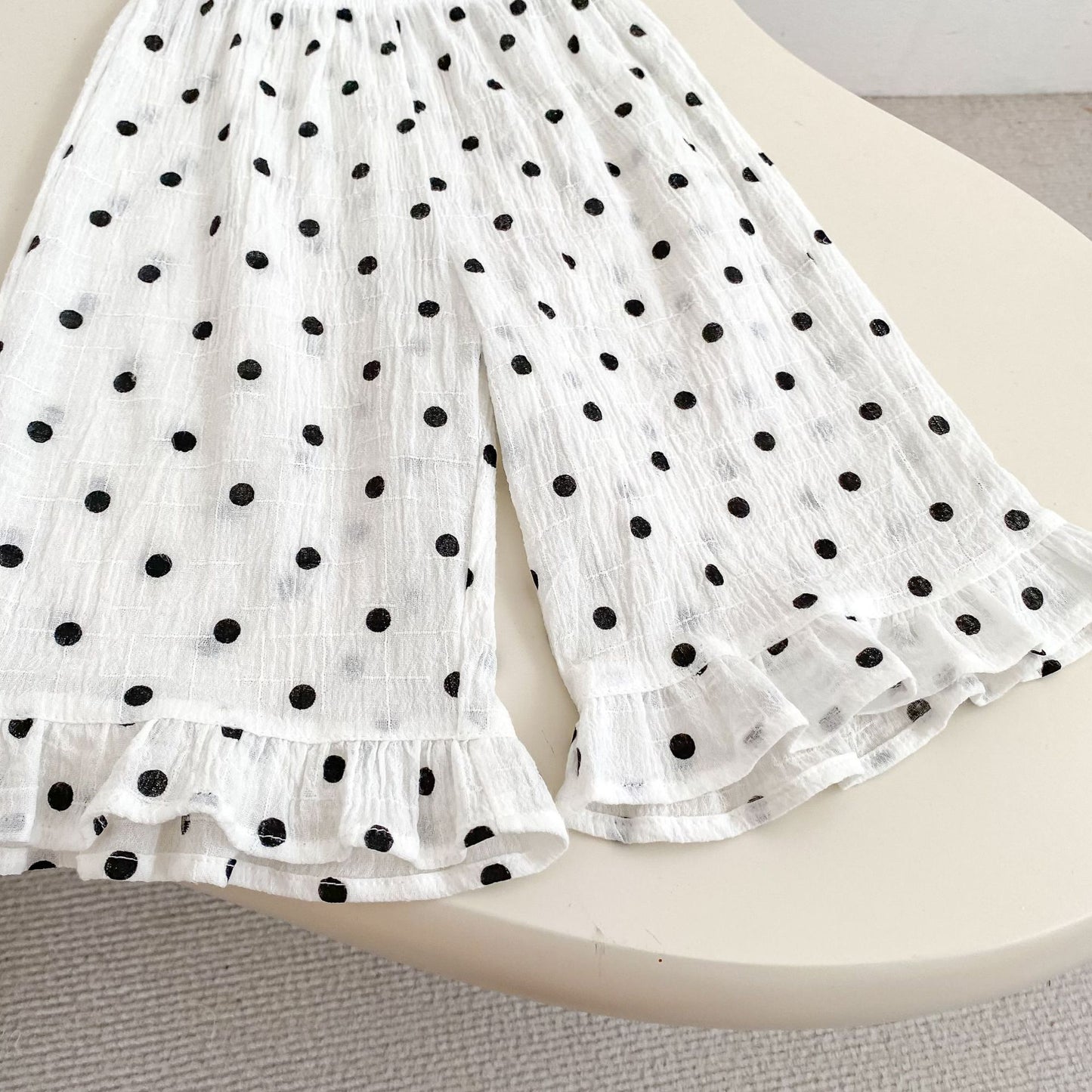 Arrival Summer Baby Kids Girls Sleeveless Dots Pattern Vest and Pants Clothing Set