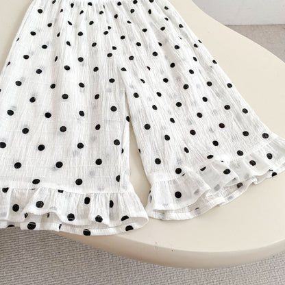 Arrival Summer Baby Kids Girls Sleeveless Dots Pattern Vest and Pants Clothing Set