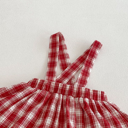 Spring and Autumn Baby Kids Girls Long Sleeves Cartoon Pattern Top and Plaid Sleeveless Onesies Clothing Set, MyKids-USA®, Baby & Toddler Outfits, MyKids-USA -  -  -  -  -  -  - .