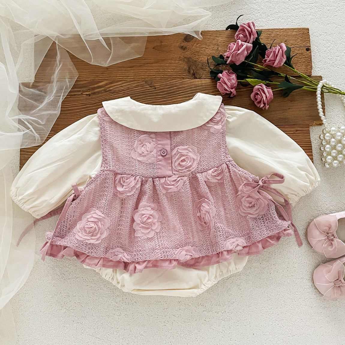 Spring and Autumn Baby Kids Girls Flowers Pattern Sleeveless Vest and Plain Onesies Clothing Set, MyKids-USA®, Baby & Toddler Outfits, MyKids-USA -  -  -  -  -  -  - 