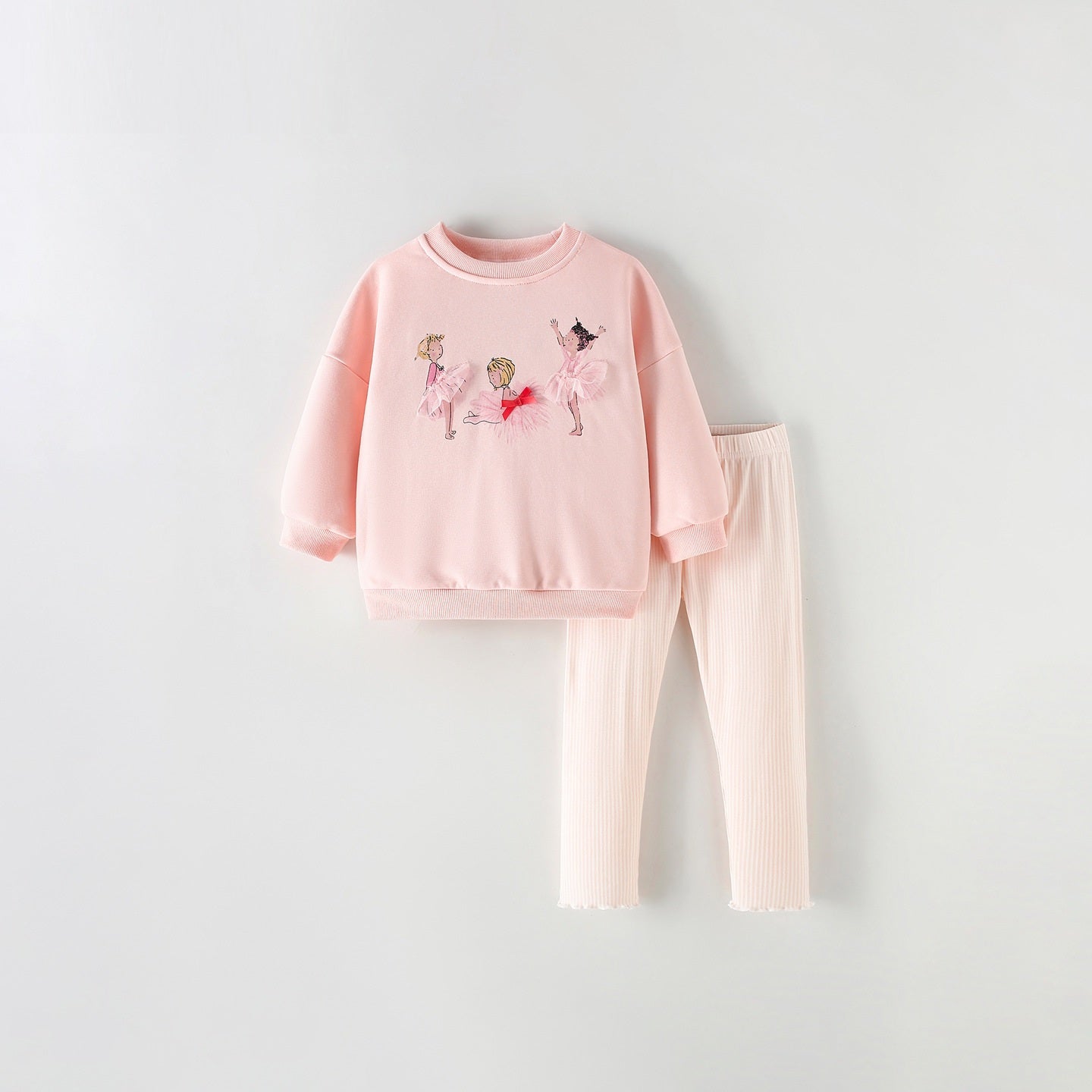 MyKids-USA® Winter and Autumn Baby Kids Girls Cartoon Pattern Long Sleeves Sweatshirt and Plain Pants Clothing Set