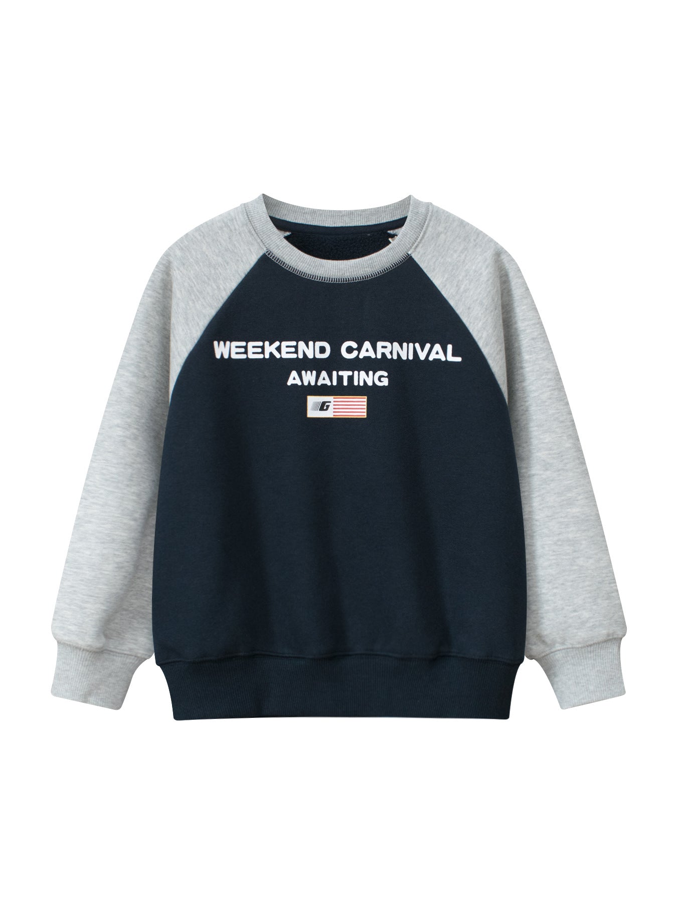 Autumn and Winter Arrival Kids Boys Letters Print Crew Neck Long Sleeves Color Patchwork Sweatshirt, MyKids-USA®, Baby & Toddler Outerwear, MyKids-USA - Size/Age - 120 (5-7Y) - Color - Navy Blue (Dark Blue) -  -  - TR2411102244-A
