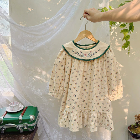 Autumn Arrival Baby Kids Girls French Style Floral Pattern Long Sleeves Dress, MyKids-USA®, Baby & Toddler Dresses, MyKids-USA - Size/Age - 90 (12-24M) - Color - Apricot -  -  - TR2508312356-A