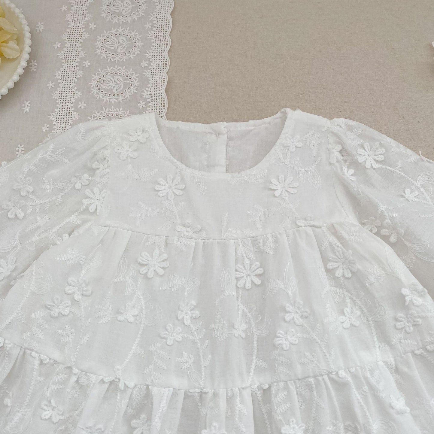 Arrival Spring and Autumn Flowers Pattern Baby Kids Girls Solid Color Onesies and Dress – Princess Sister Matching Set