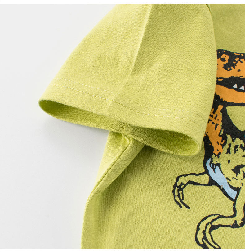 Summer Boys’ Dinosaur Cartoon Pattern T-shirt in European and American Style, MyKids-USA®, Baby & Toddler Tops, MyKids-USA -  -  -  -  -  -  - 