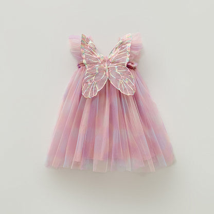 Summer Baby Kids Girls Fly Sleeves Butterfly Pattern Gradient Tulle Dress, MyKids-USA®, Baby & Children's Dresses, MyKids-USA - Size/Age - 80 (9-12M) - Color - Purple -  -  - TR2605152316-H.