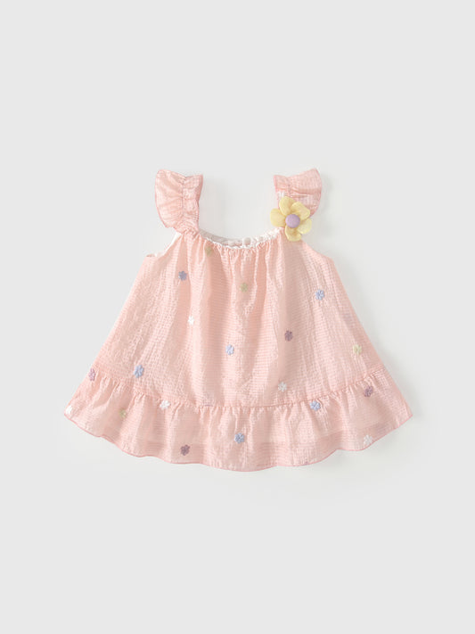 Design Summer Baby Kids Girls Sleeveless Flowers Pattern Dress, MyKids-USA®, Baby & Children's Dresses, MyKids-USA - Size/Age - 80 (9-12M) - Color - Pink -  -  - TR2605162327-A.