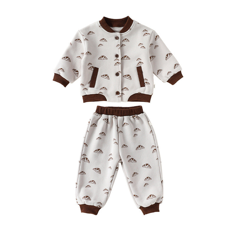 Winter and Autumn Baby Kids Geometric Bread Pattern Long Sleeves Coat and Pants, MyKids-USA®, Baby & Toddler Outfits, MyKids-USA -  -  -  -  -  -  - 