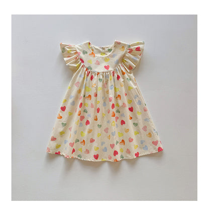 Summer Baby Kids Girls Fly Sleeves Colorful Heart Pattern Dress, MyKids-USA®, Baby & Toddler Dresses, MyKids-USA -  -  -  -  -  -  - 