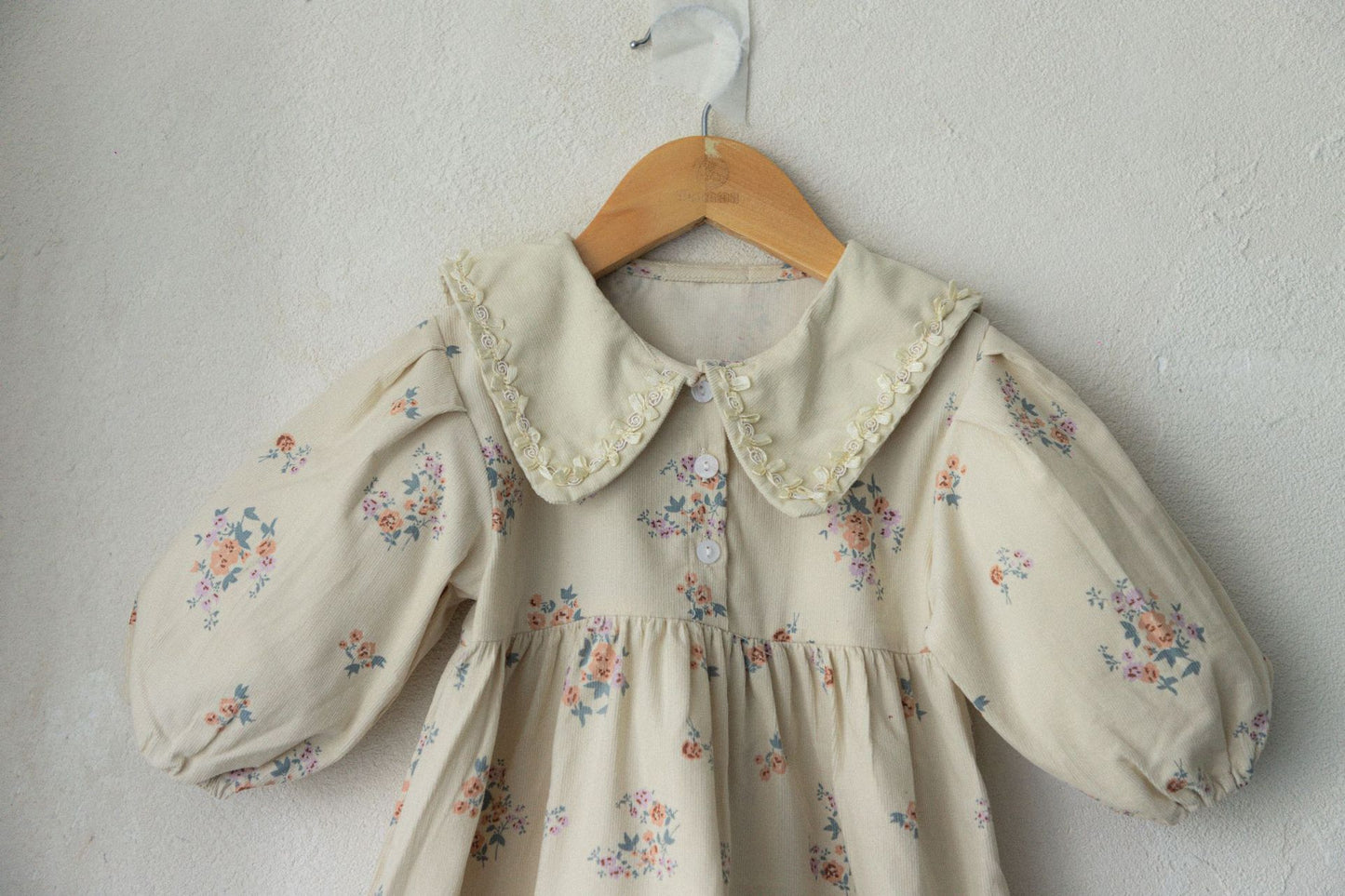 Baby Girls Turndown Collar Floral Soft Spring Vintage Dress