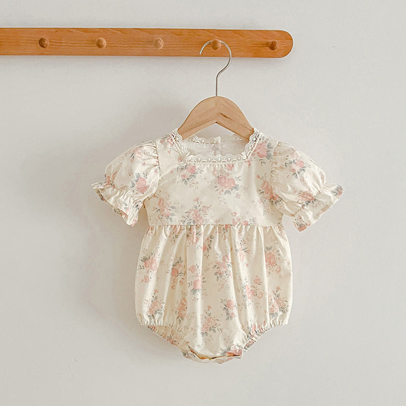 Summer Girls Floral Pattern Square Neck Onesies And Girls’ Dress – Princess Sister Matching Set, MyKids-USA®, Baby & Toddler Outfits, MyKids-USA -  -  -  -  -  -  - 