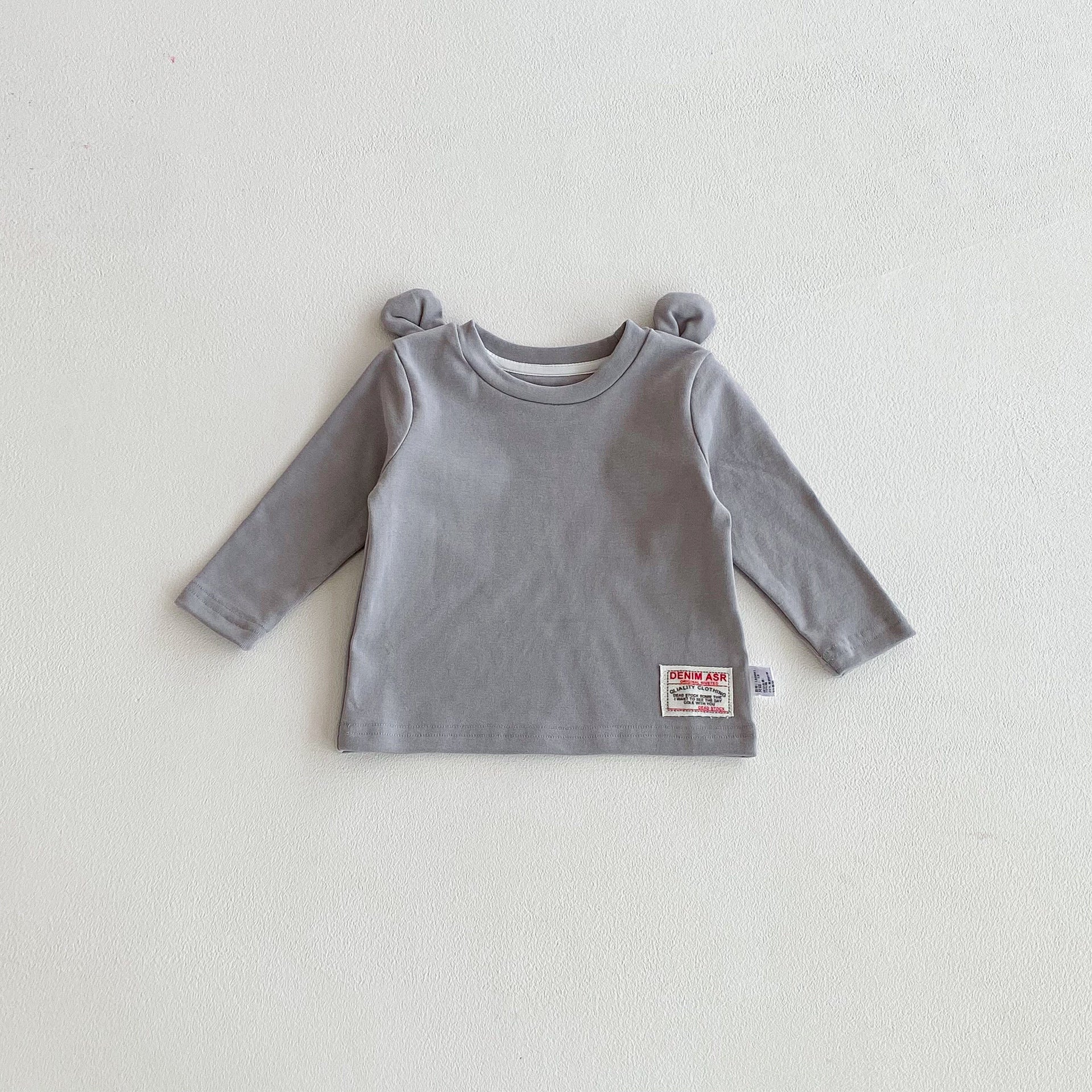 Autumn and Spring Arrival Baby Kids Unisex Long Sleeves Solid Color Cute Top, MyKids-USA®, Shirts, MyKids-USA - Size/Age - 73 (6-9M) - Color - Grey -  -  - TR2511042339-A